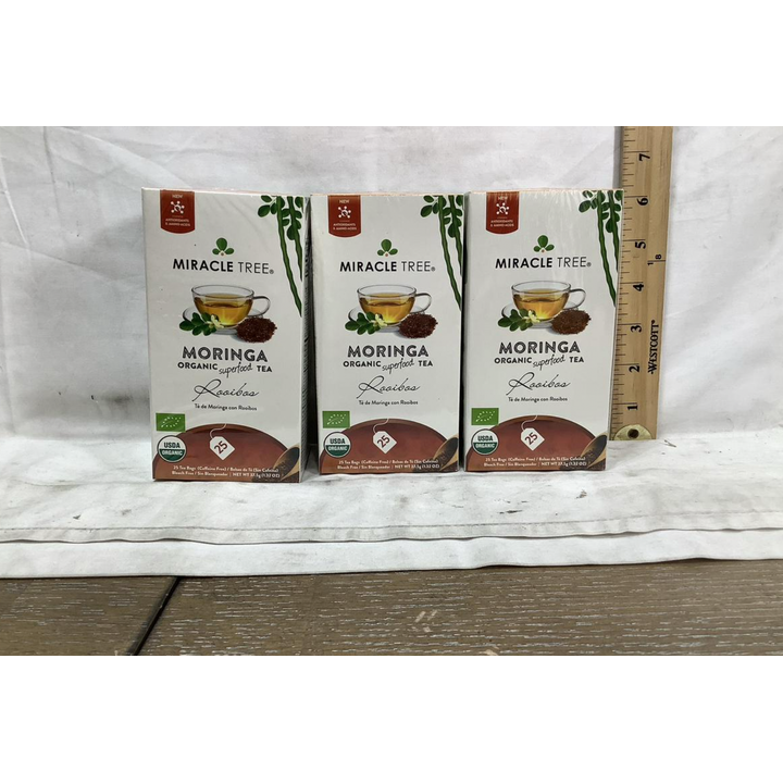 (3) Miracle Tree Rooibos Moringa Orgnanic Superfood Tea 25 bags Each