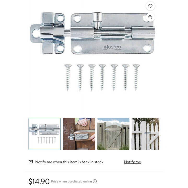 AdjustLock 4" Zinc Plated Barrel Bolt