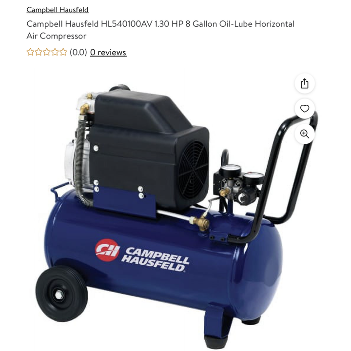 Campbell Hausfeld HL540100AV 1.30HP 8 Gallon Oil-Lube Horizontal Air Compressor