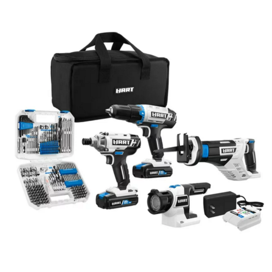 Hart 4pc Tool Combo Kit w/ 200pc Accessory Kit