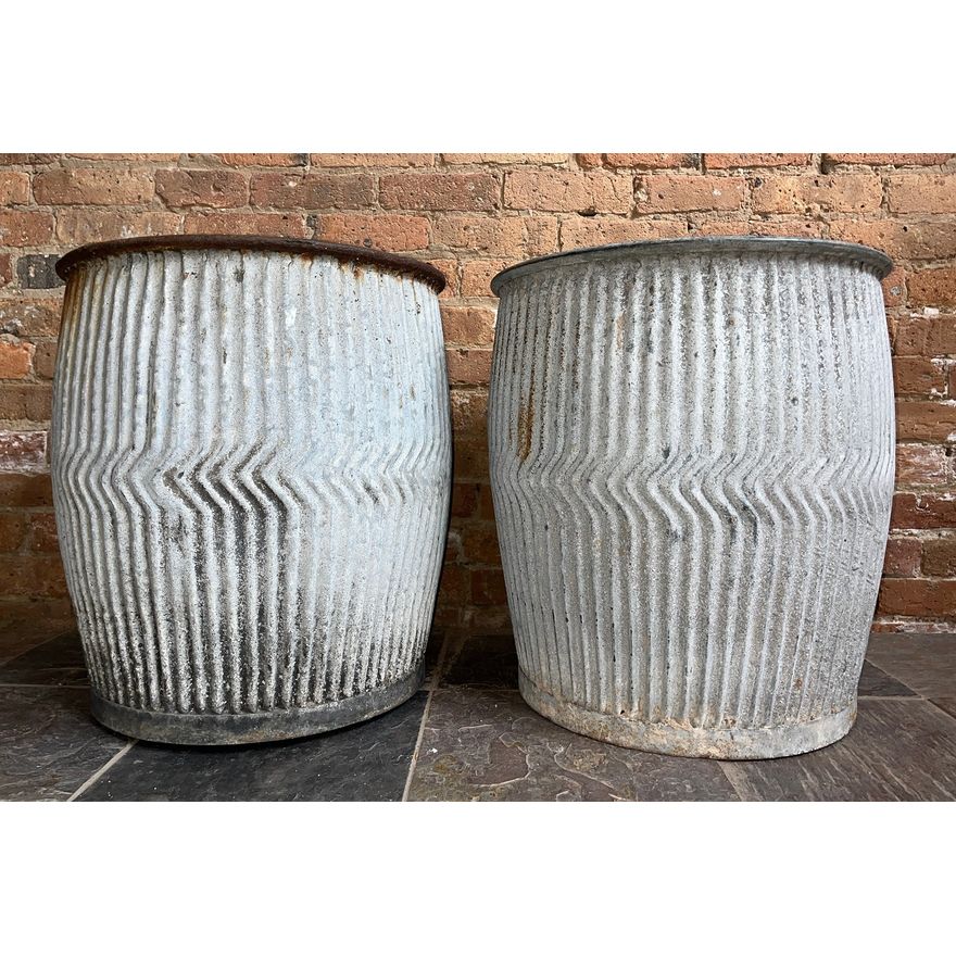 Antique English Dolly Tubs, Near Pair