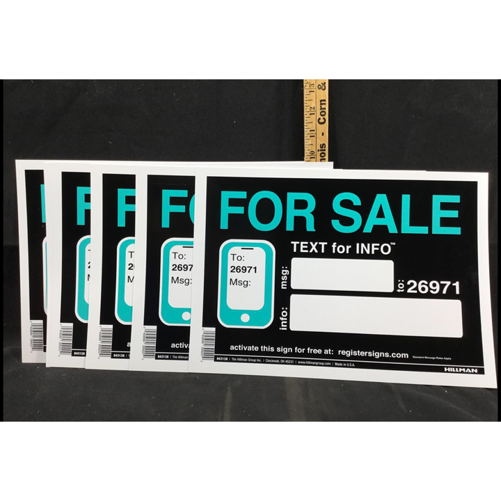 BUYING (6) "For Sale Text For Information" 10"x14" Signs