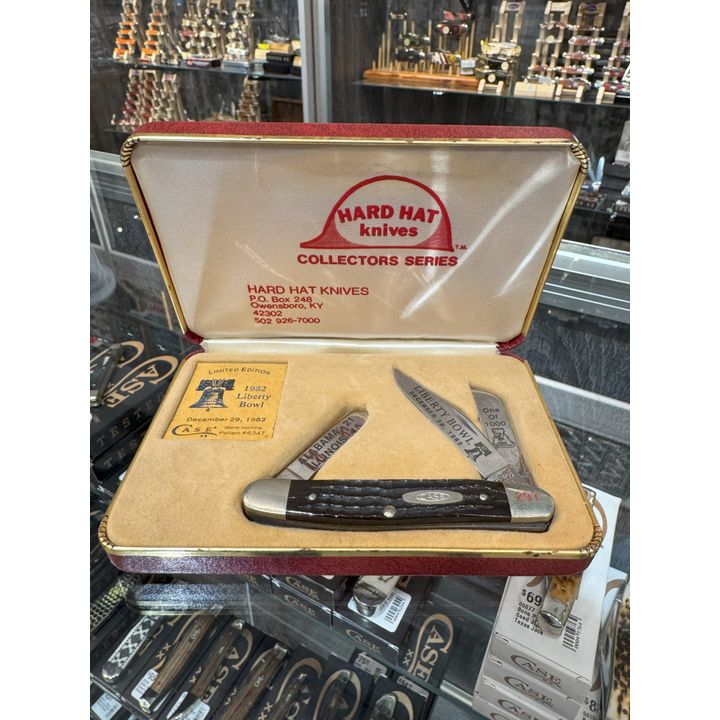 6347 - Case XX 1982 Alabama Vs. Illinois Liberty Bowl Brown Bone Stockman #297 of 1,000, Stainless Steel Blade