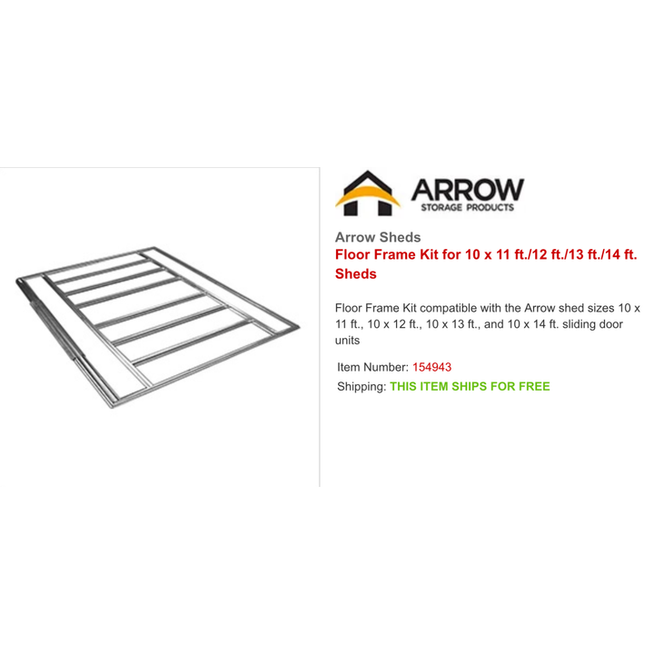 Arrow Storage Products Floor Framing Kit For 10 x 11ft/12ft/13ft/14ft Sheds FB1014-A