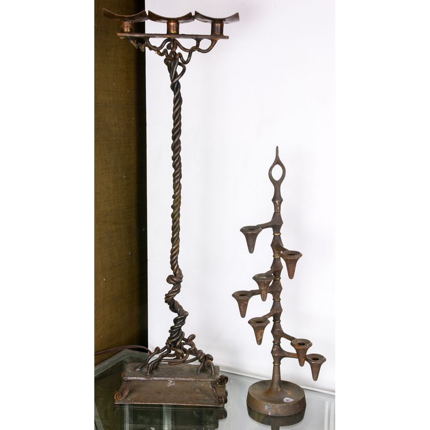 (lot of 2) Modernist candelabra group