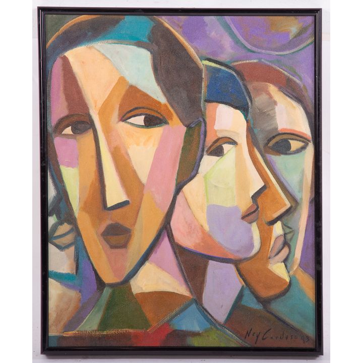 Ney Cardoso. Four Heads, oil on board
