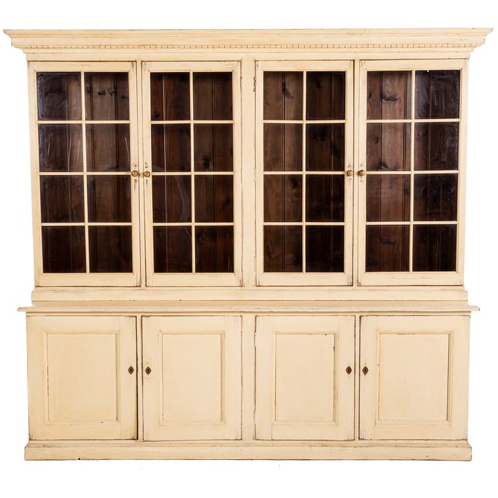 English Painted Distressed Step Back Cupboard