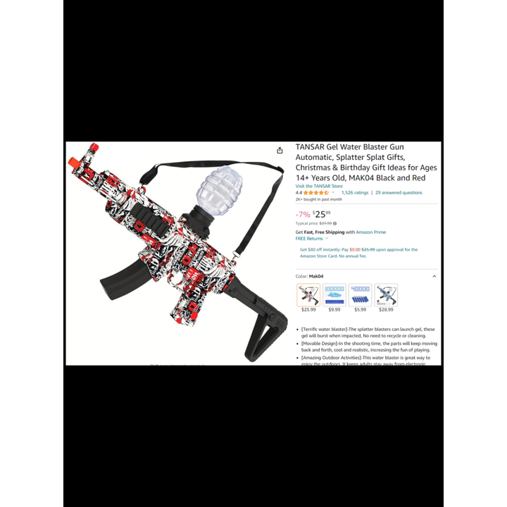 Electric Gel Blaster w/ Splatter Balls (Red)