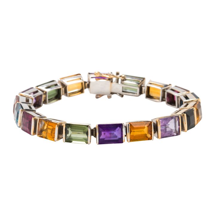 A semi-precious and 14k white gold bracelet