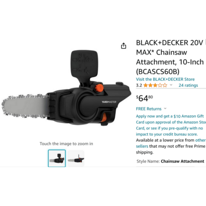 Black And Decker Bare Chainsaw Attachment BCASCS60B
