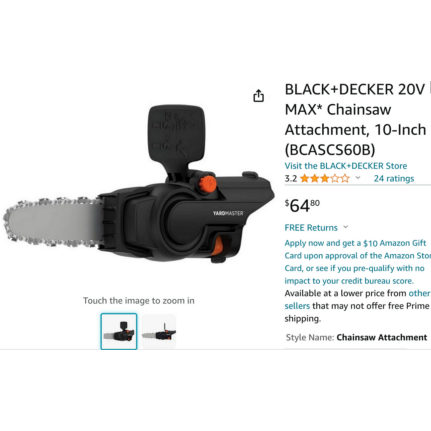 Black And Decker Bare Chainsaw Attachment BCASCS60B