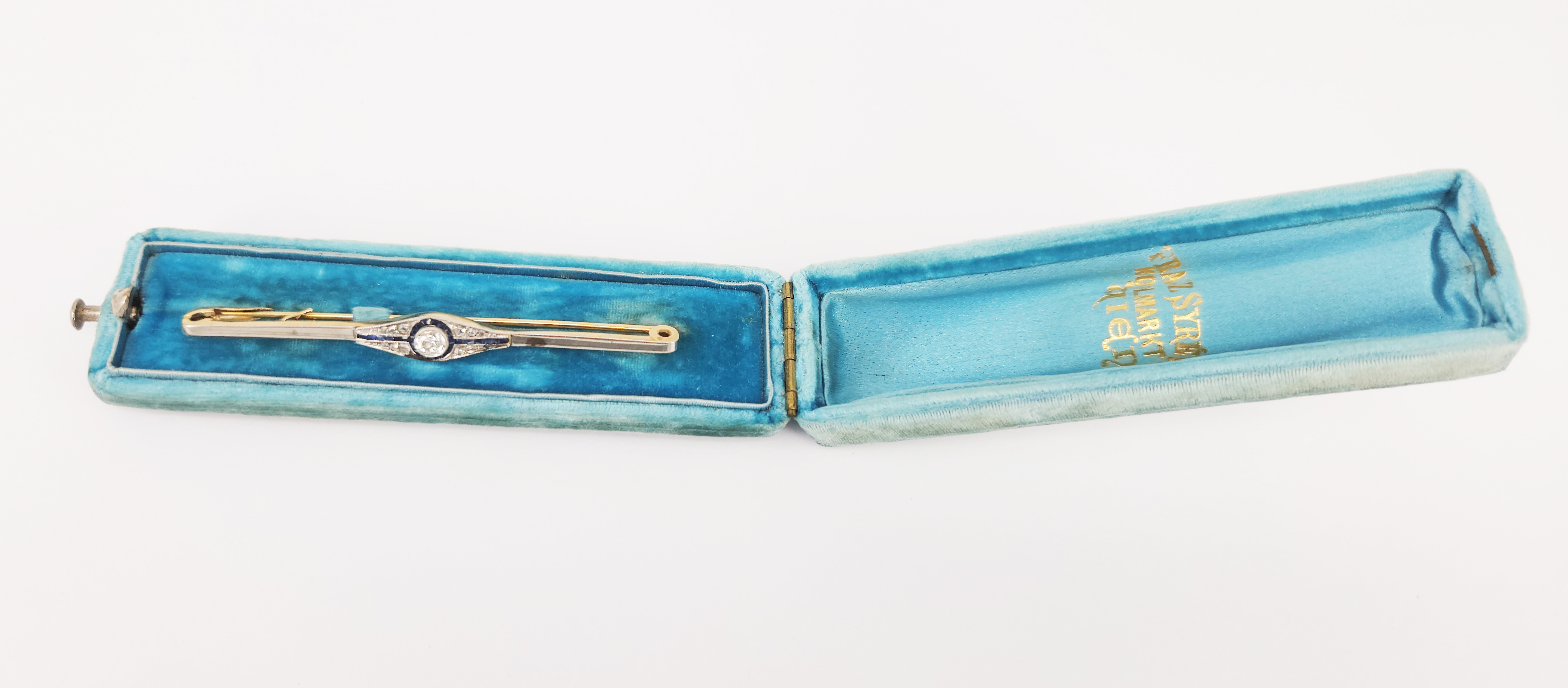 An Art Deco Diamond And Sapphire Bar Brooch