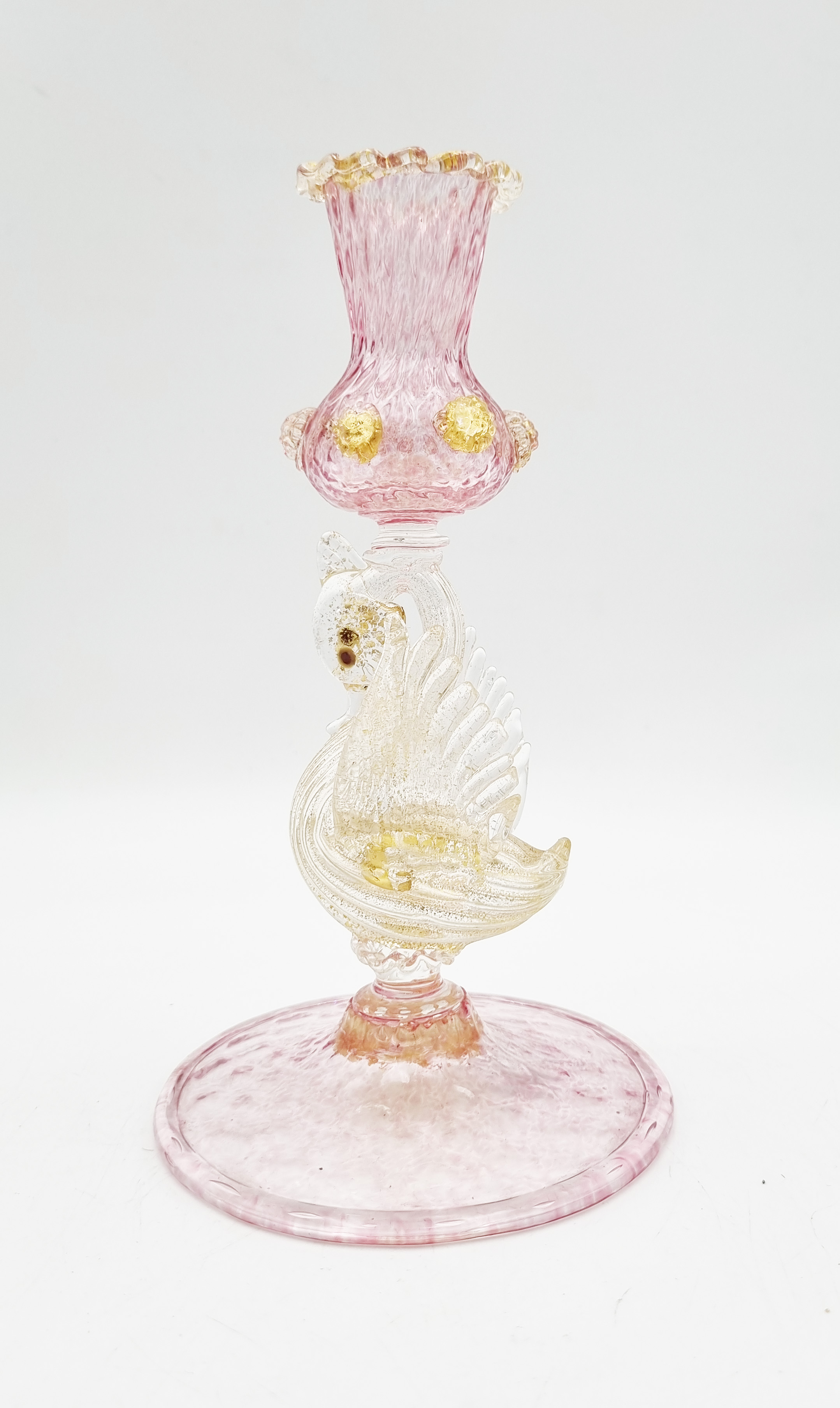 539 · A SALVIATI MURANO GLASS FIGURAL CANDLESTICK