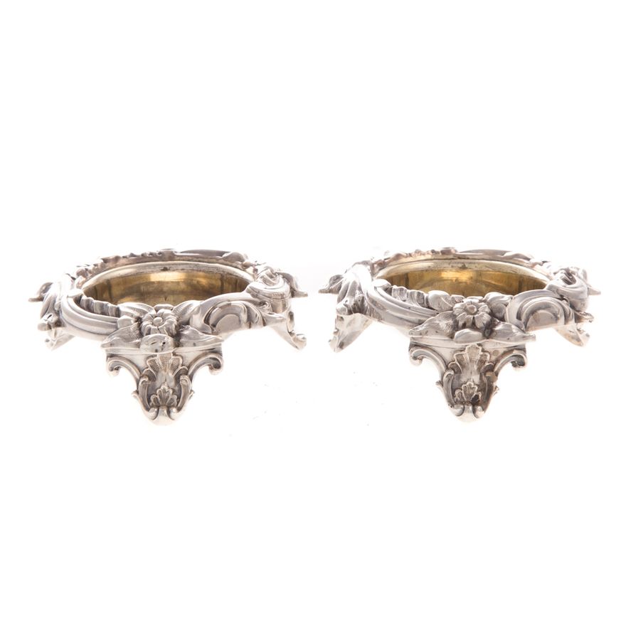 Pair Victorian silver open salts