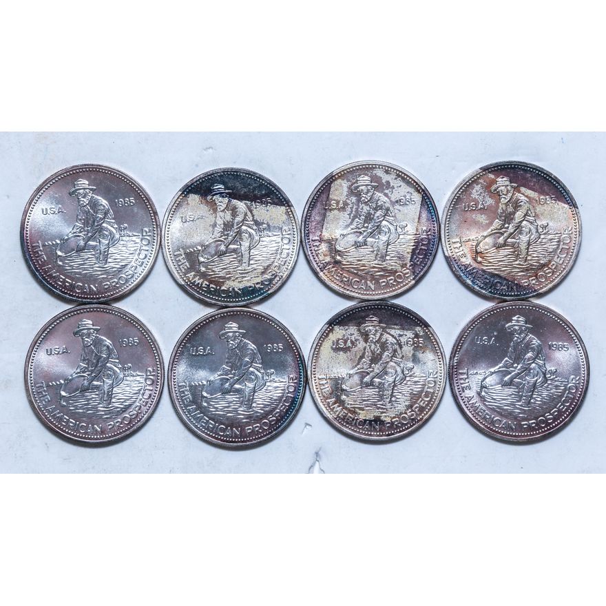 Eight Engelhard "American Prospector" .999 1 Oz Silver