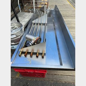 STAINLESS STEEL BENCH TOP ONLY WITH SINK AND WALL MOUNTED SHELF