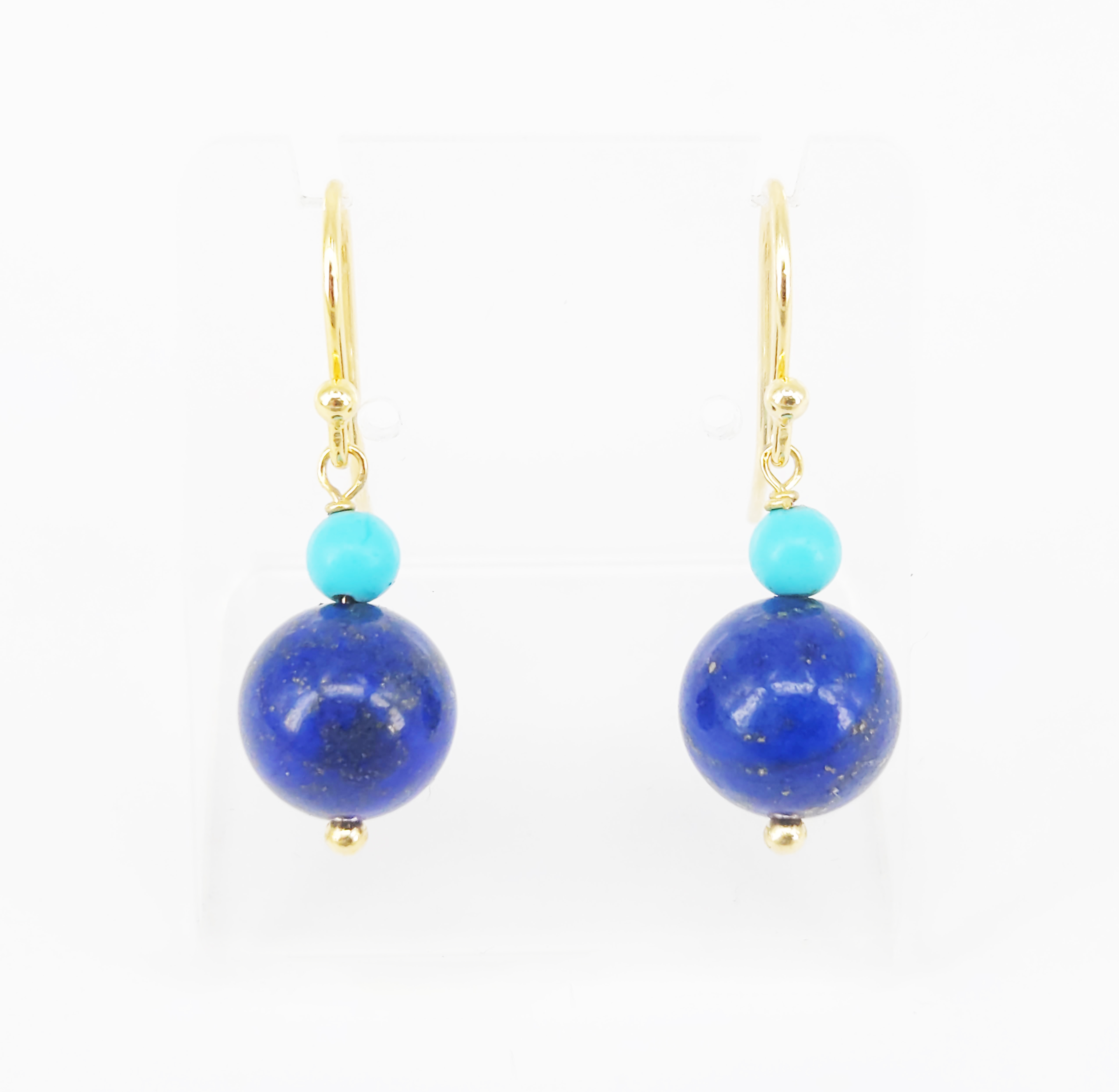 190 · A PAIR OF AAA LAPIS LAZULI TURQUOISE AND SILVER GILT EARRINGS
