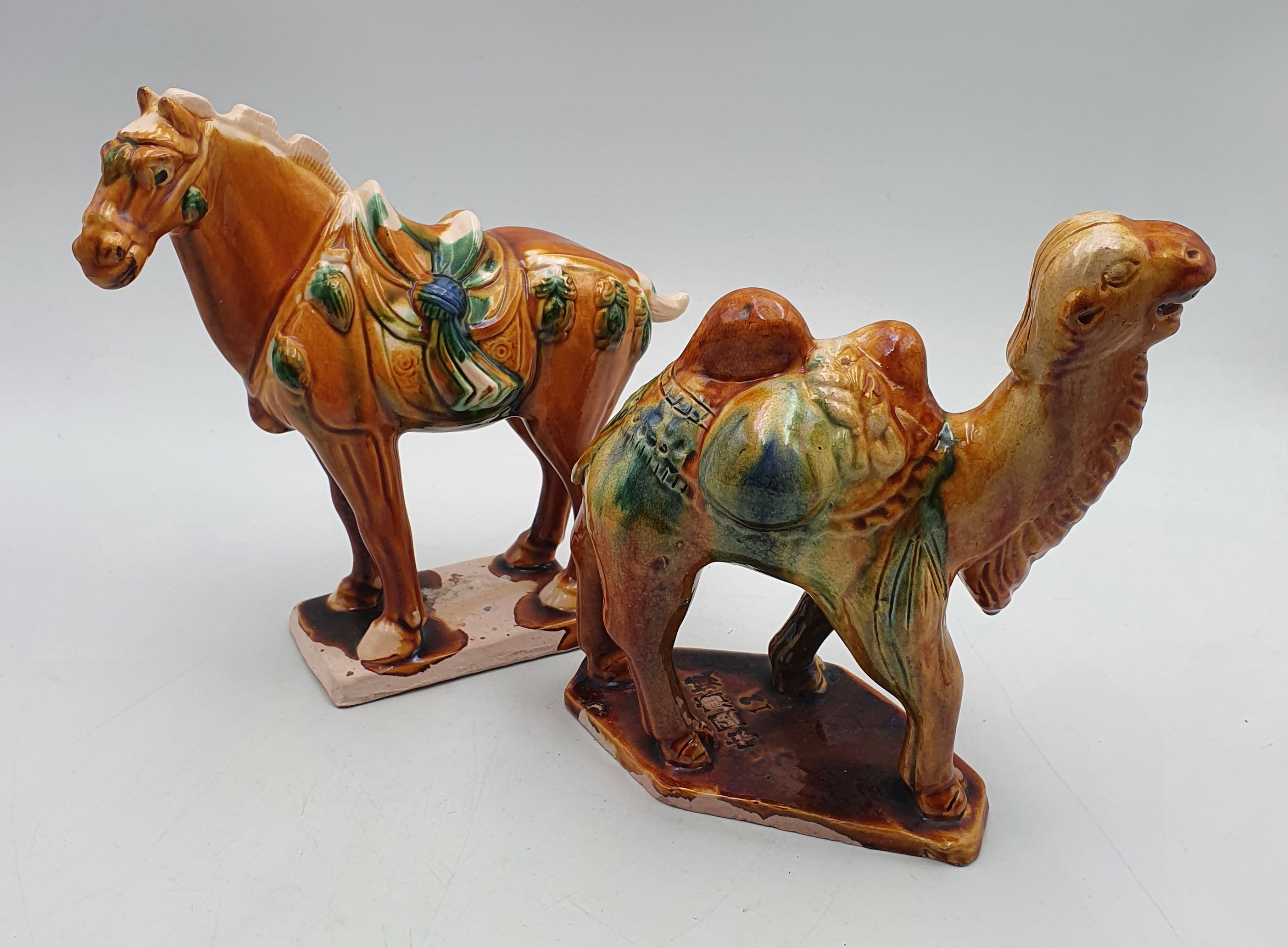 Two Tang Dynasty Style Sancai Glazed Animal Figure