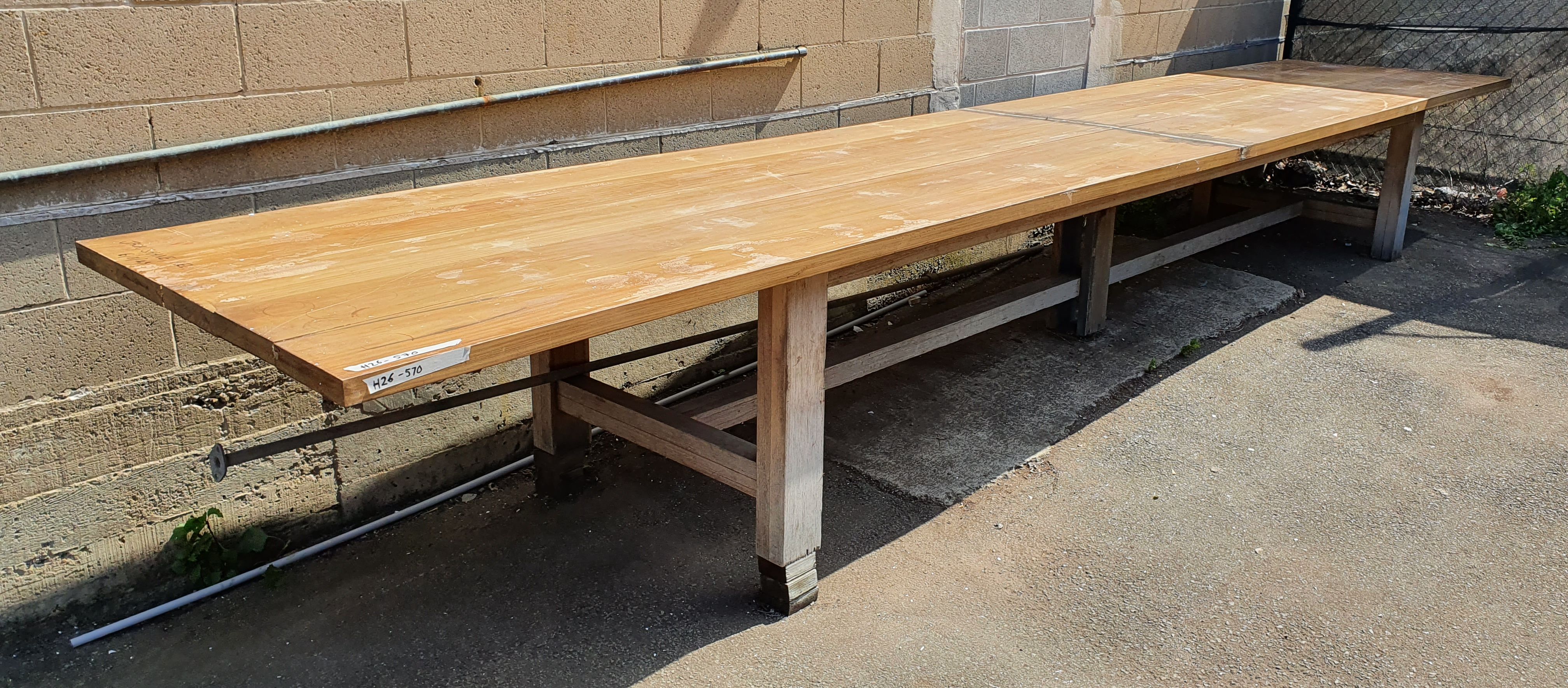 1074 · A LARGE OUTDOOR TIMBER TOP TABLE