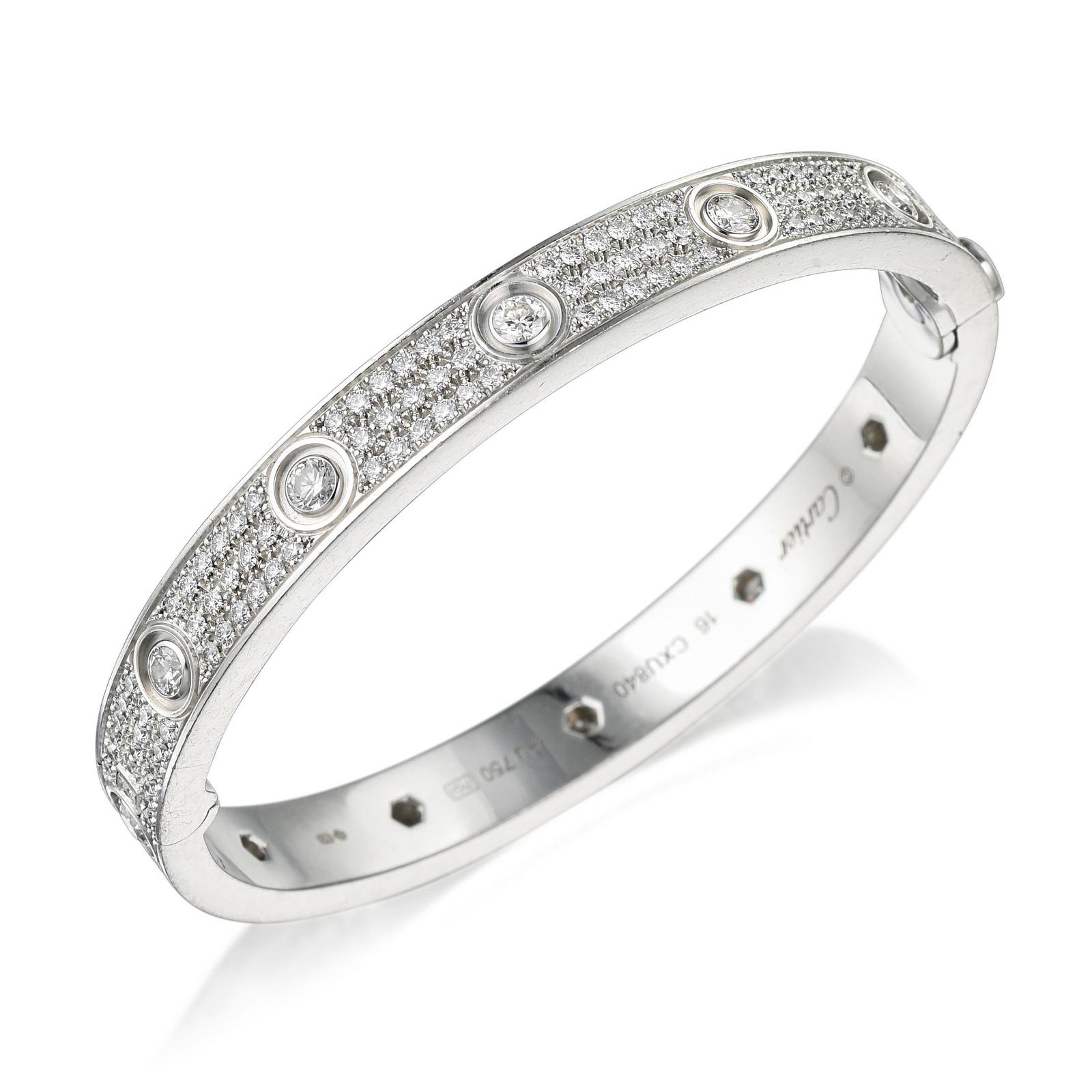 18KT White Gold Cartier Love Bracelet with Diamonds - Estate Fine Jewelry
