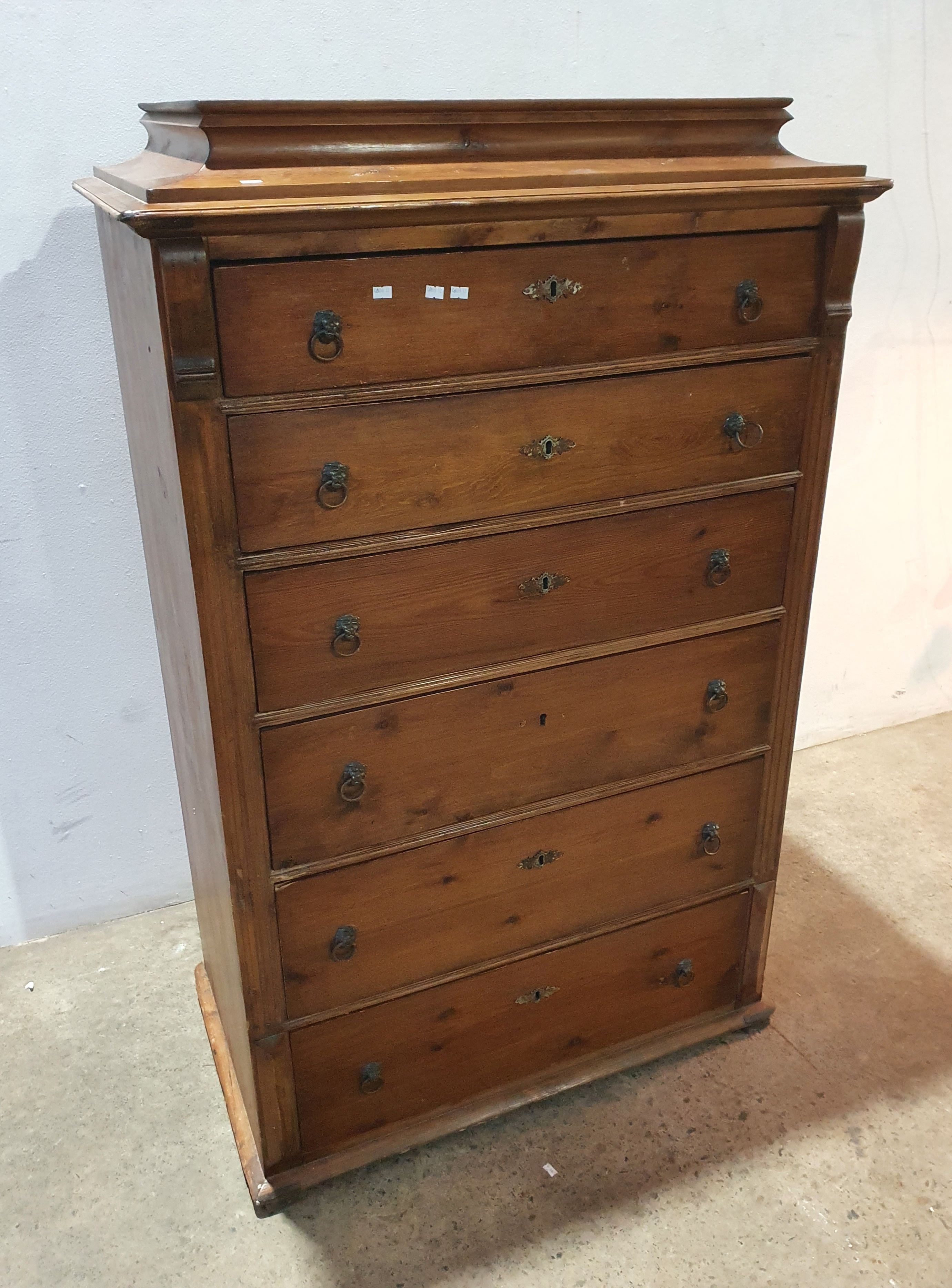 2044 · A 19TH CENTURY PITCH PINE TALL BOY