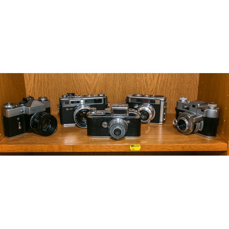 Five Vintage SLR Film Cameras