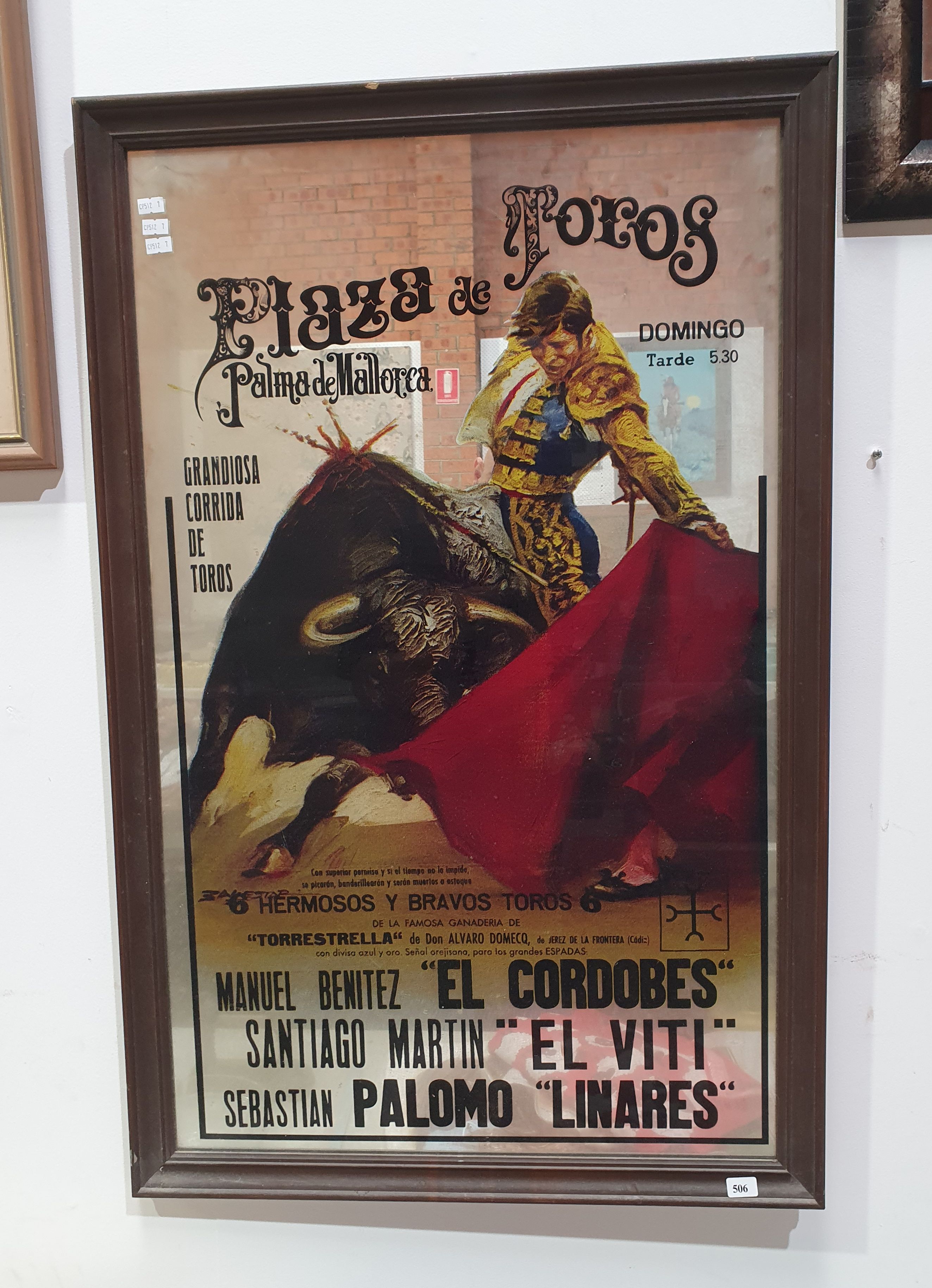 506 · A PLAZA DE TOROS ADVERTISING MATADOR MIRROR