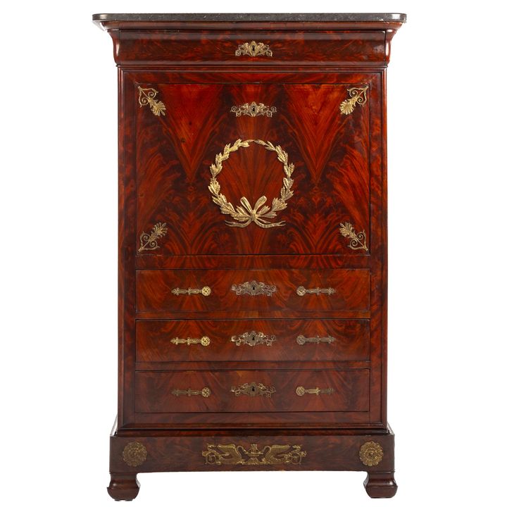 French Empire Marble Top Secretaire A Abattant