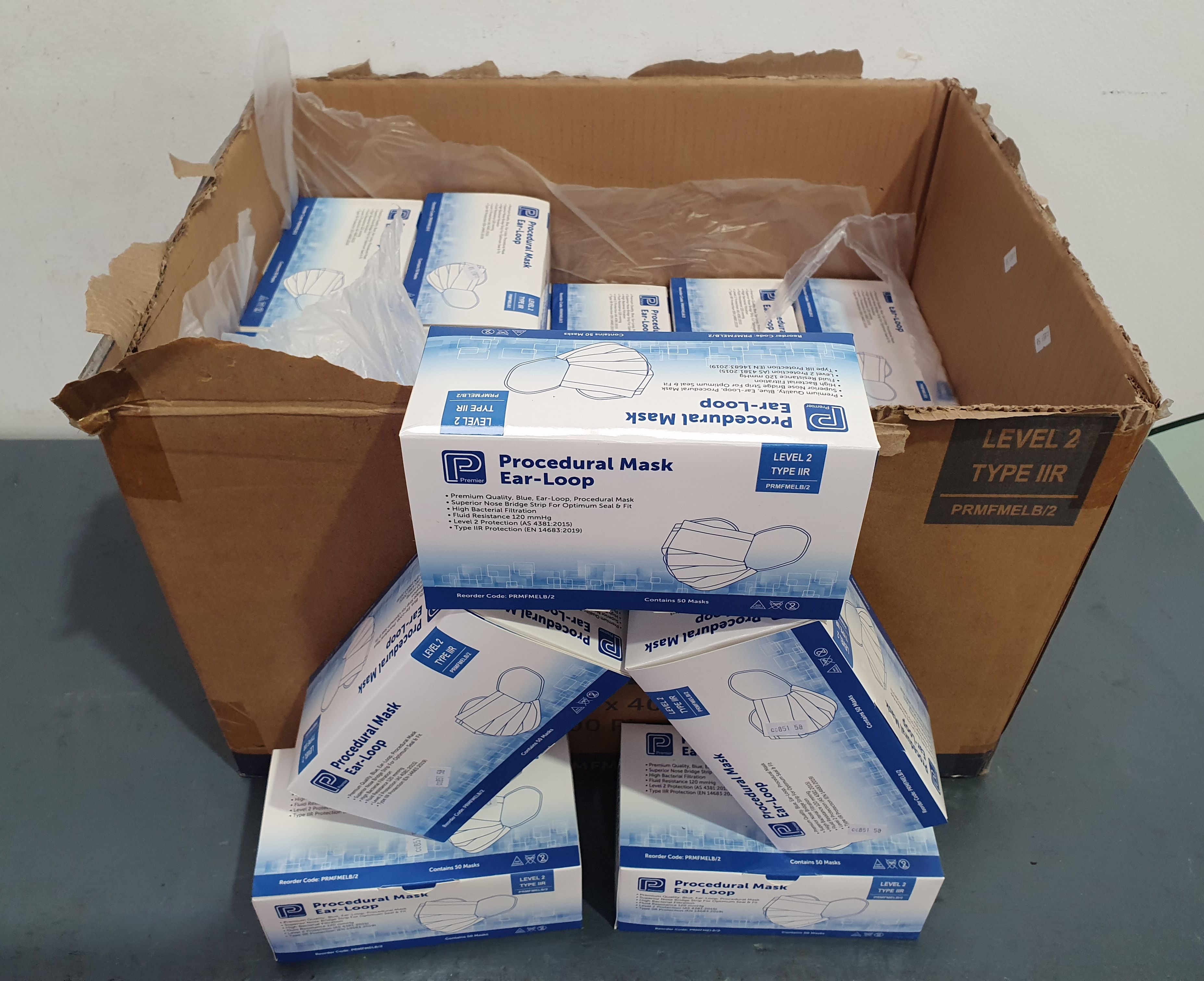 A BOX OF FACE MASKS