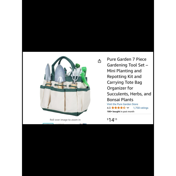 Pure Garden 7pc Gardening Tool Set & Carrying Tote Bag