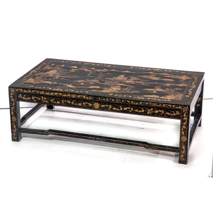 Chinese black and gilt lacquered low table