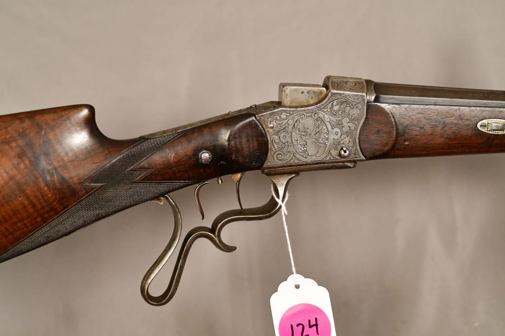 A. Frieberger Stalking Rifle, 8x58R cal. dropping block, Blue/Silver ...