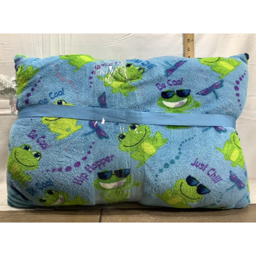 20"x26" Blue Pillow w/ Frogs