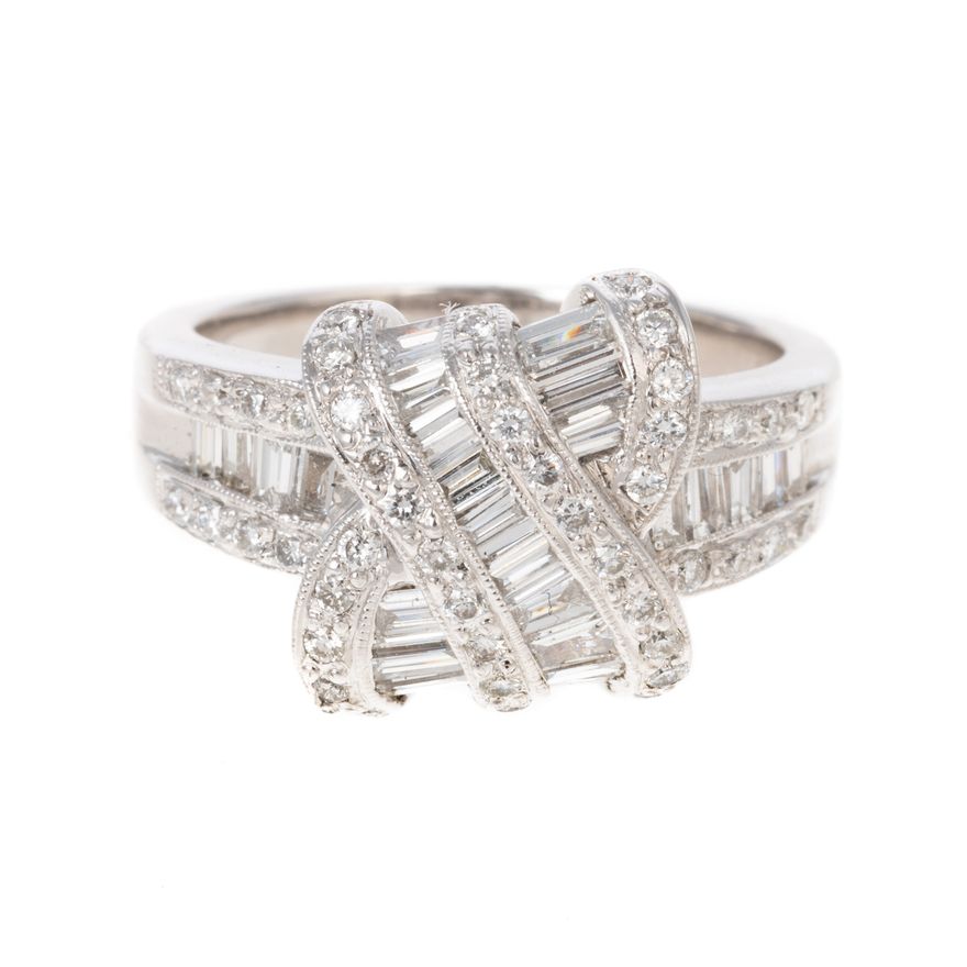 A 1.40 ctw Diamond "X" Ring in 14K