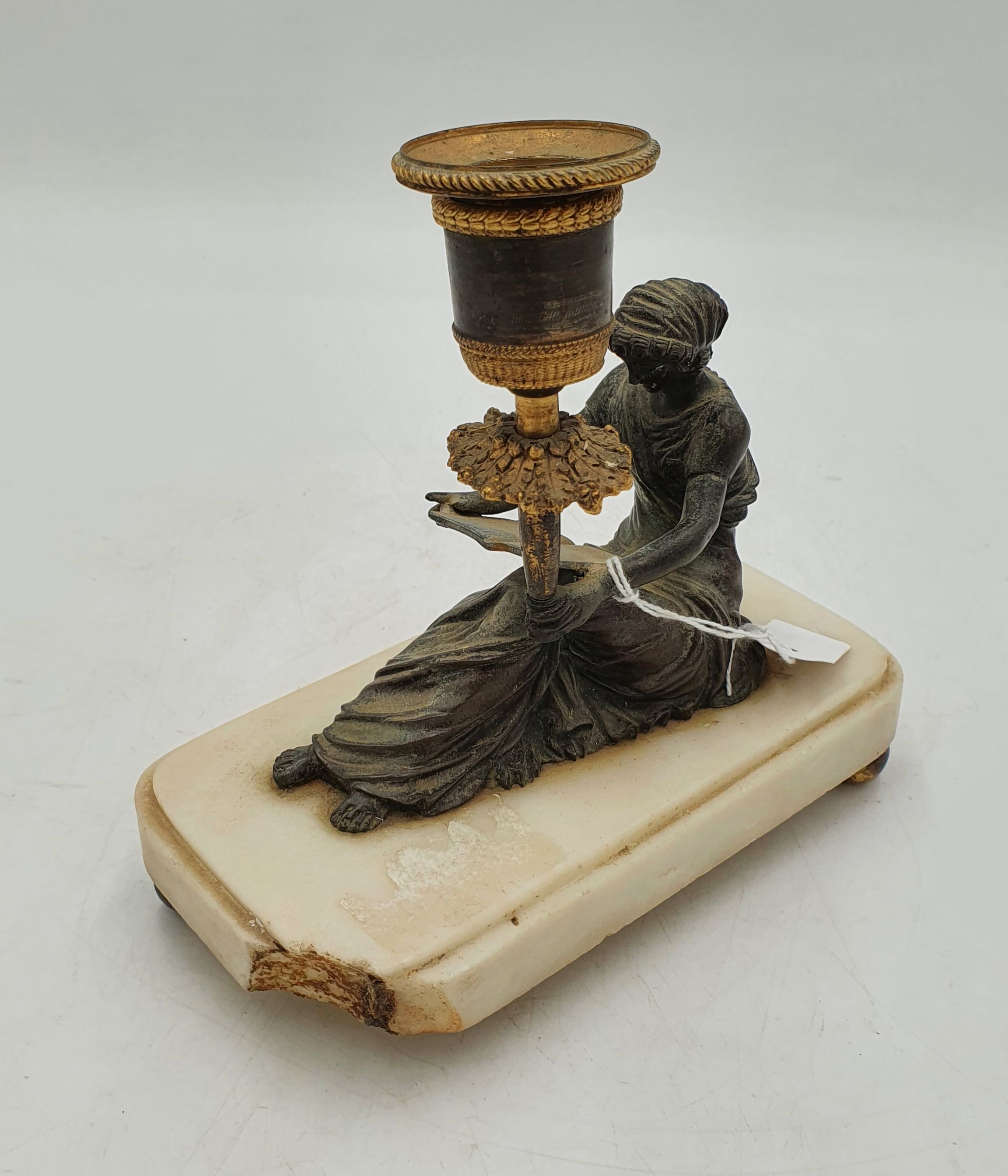 A 19th Century Continental Bronze Figural Candlestick