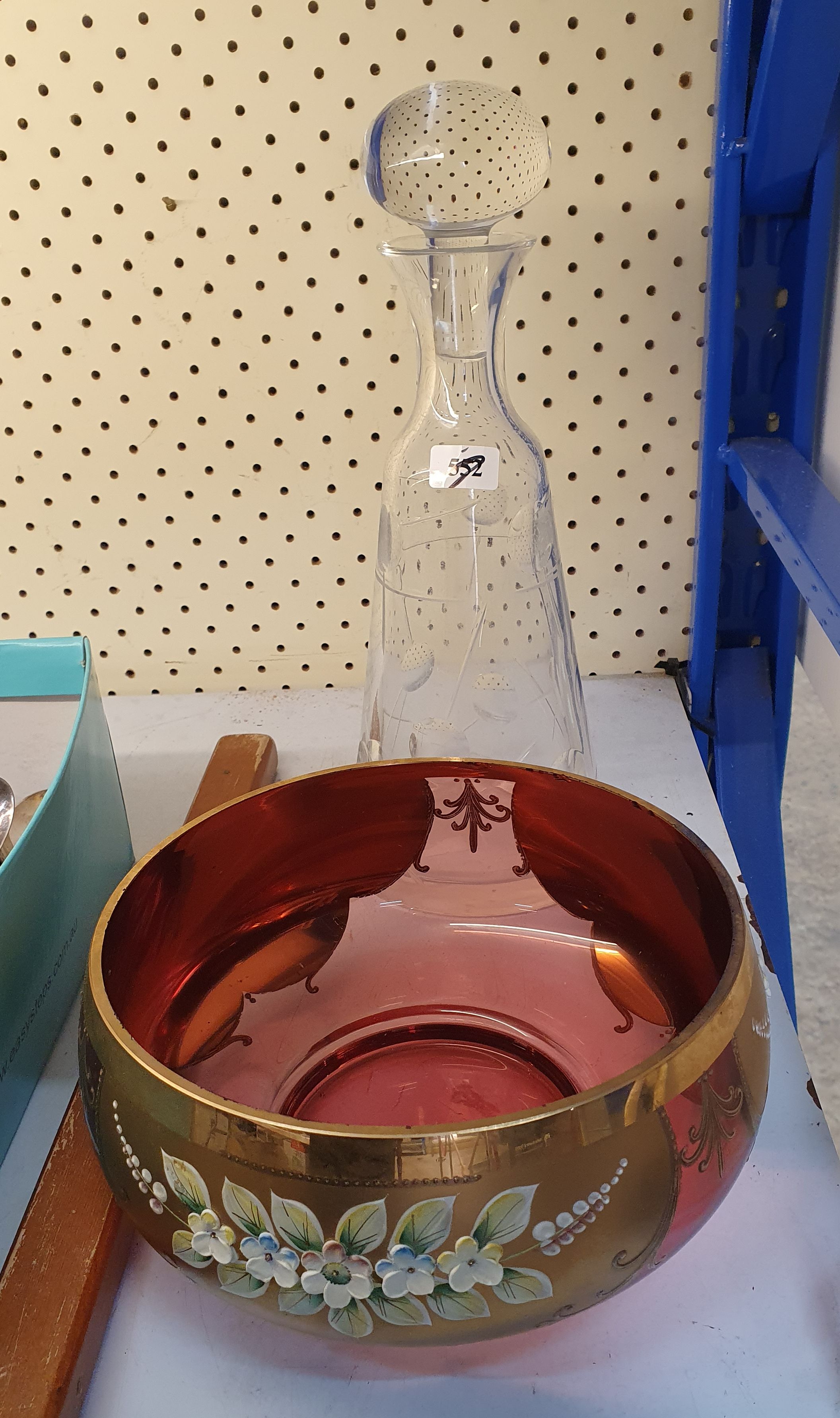 3 · A ROYAL DOULTON DECANTER AND A MURANO RUBY GLASS BOWL
