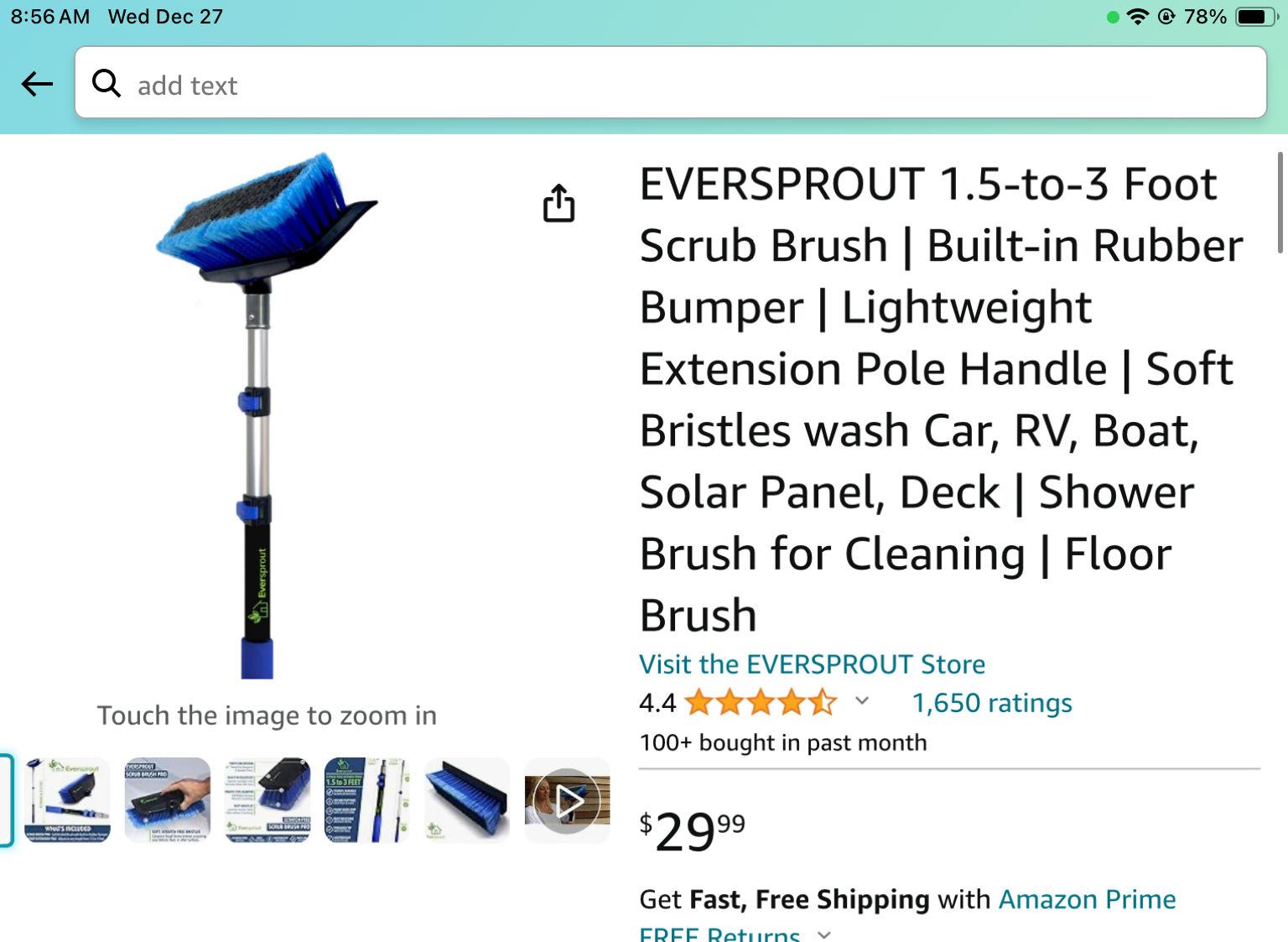 EVERSPROUT 1.5-to-3 Foot Scrub Brush 