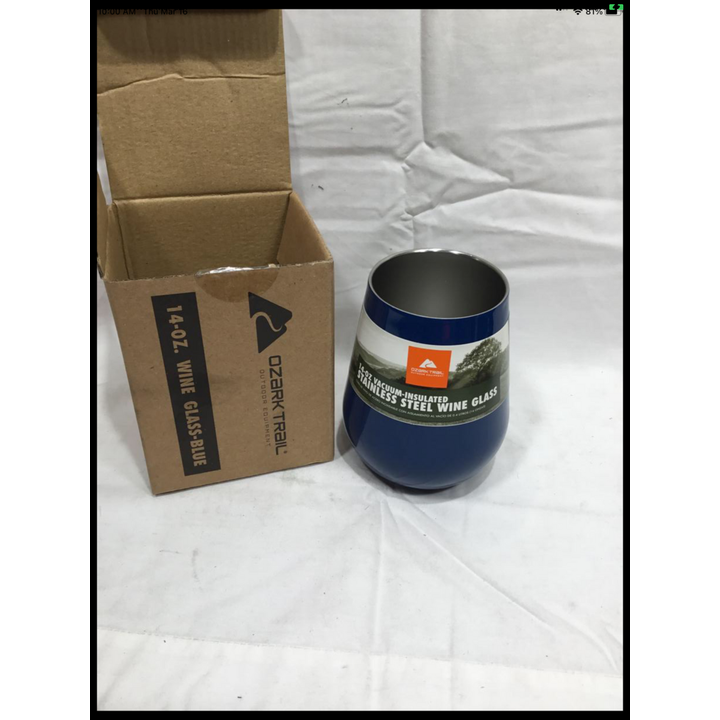 Ozark Trail Blue 14oz Vacuum Insulated Stainless Steel Wine Glass