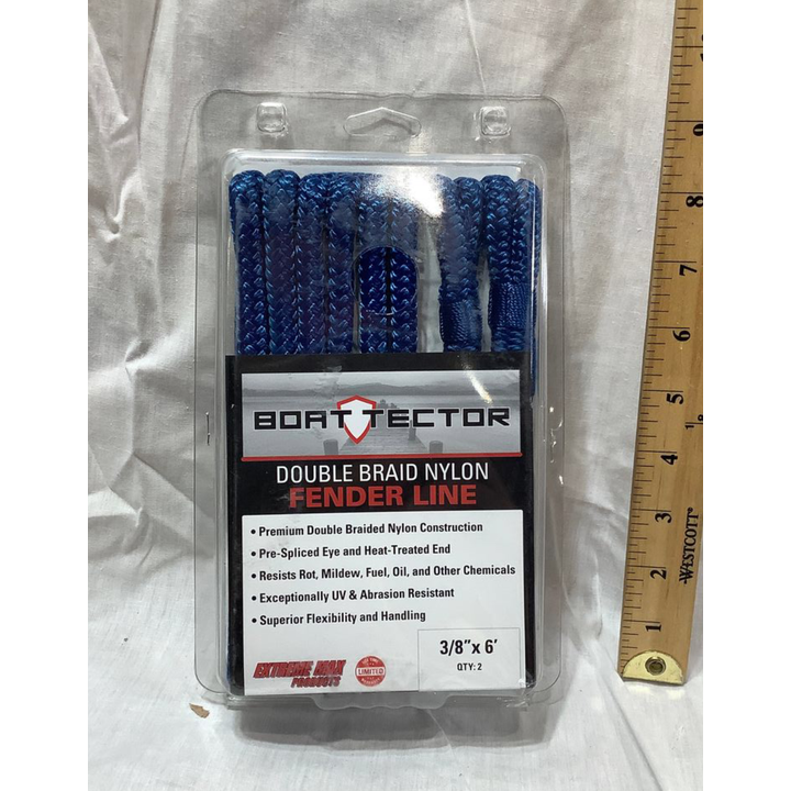 Boat Tector 3/8" x 6 Ft Double Braid Nylon Fender Line - 2 Pack