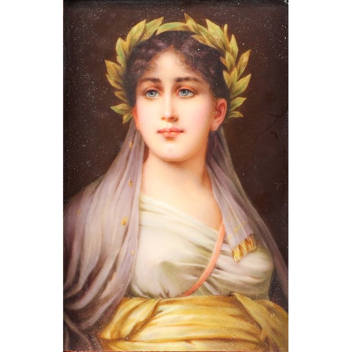 German porcelain plaque of a beauty