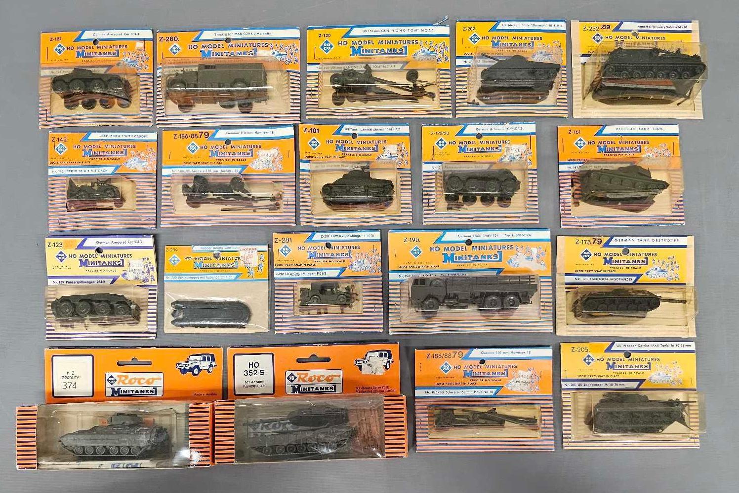 Large group of vintage Roco HO model miniatures minitanks in packages ...