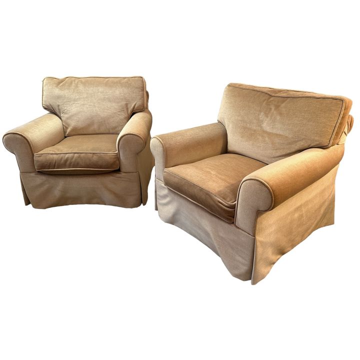 Exceptional Mohair Upholstered Club Chairs, MIKE BELL