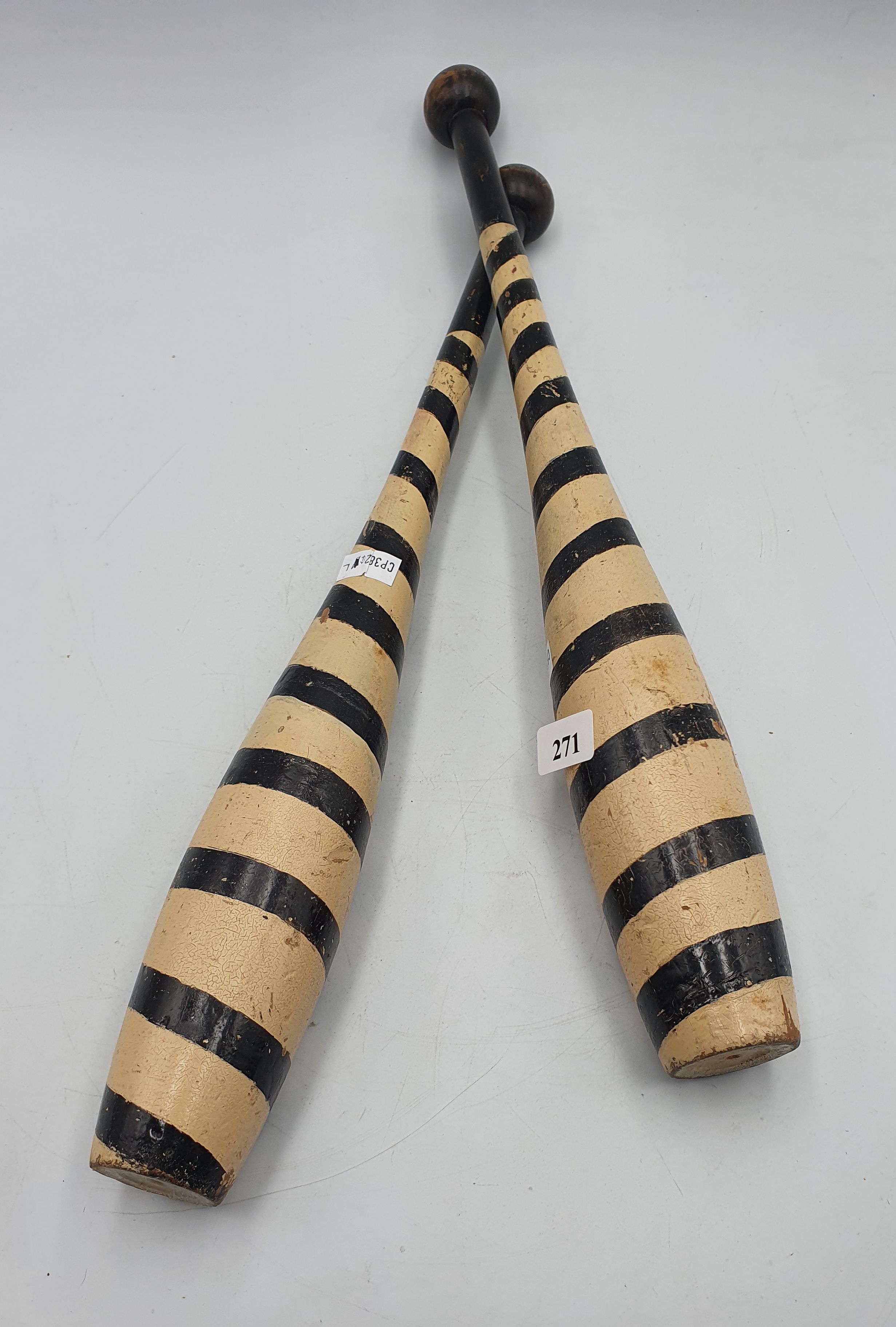 271 · A PAIR OF CALISTHENICS WOODEN CLUBS