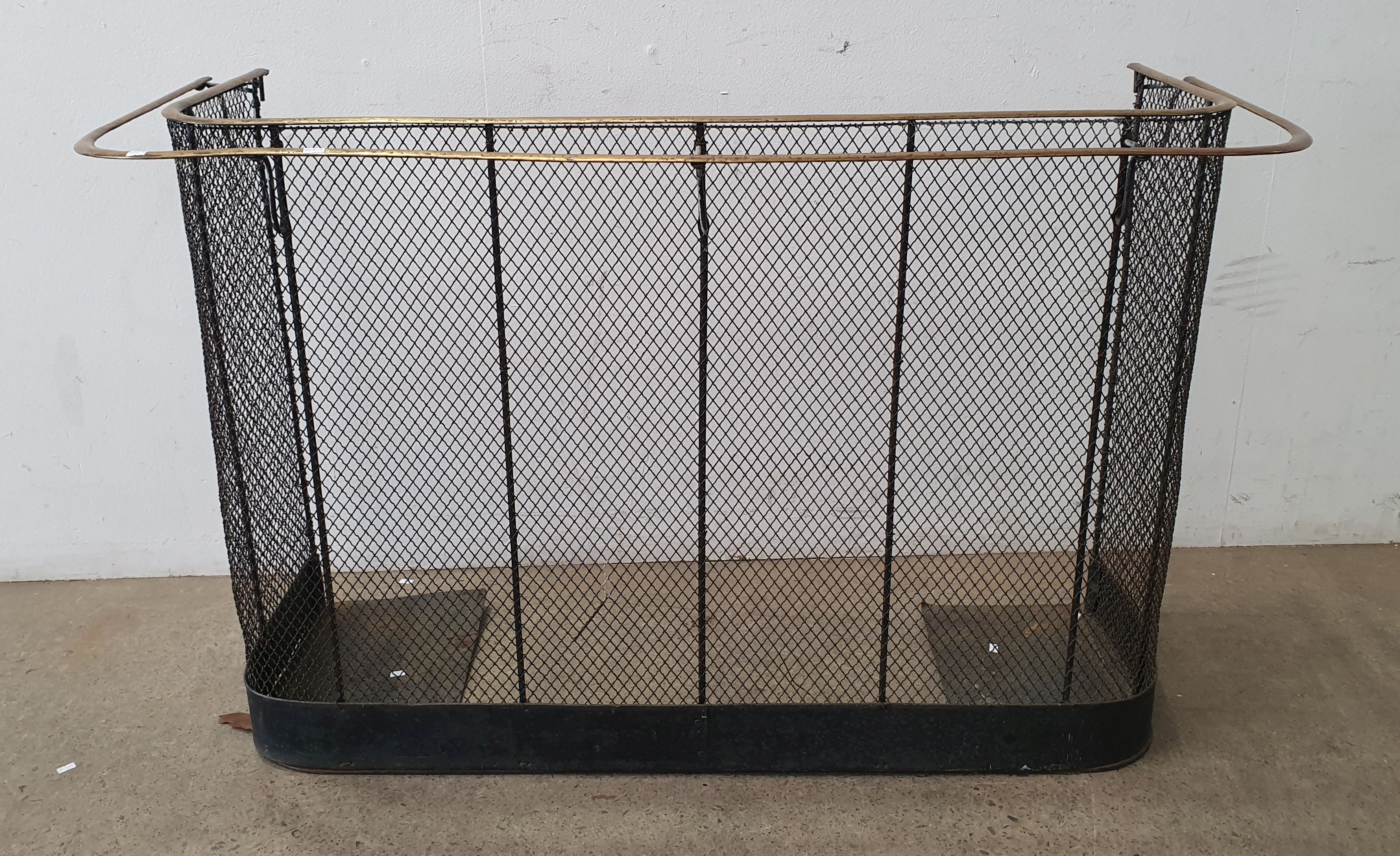 A Metal And Brass Railed Open Fire Guard
