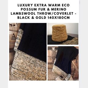 LUXURY ECO POSSUM FUR & MERINO LAMBSWOOL THROW/COVERLET