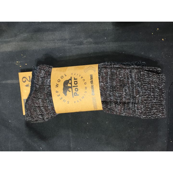 Polar Sheep Wool Premium Quality 2pk Socks Size 10-13 (Brown & Grey)