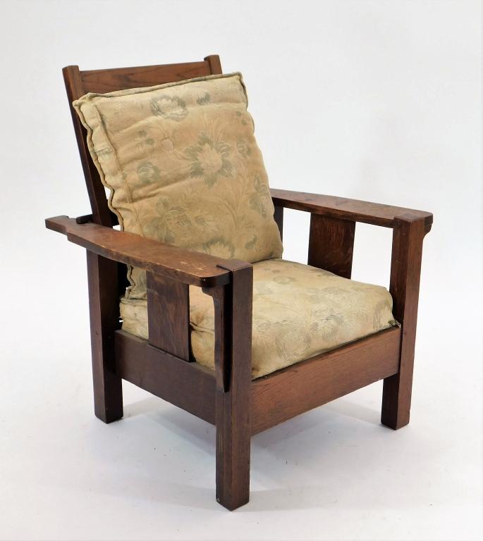 C 1910 Arts Crafts Mission Oak Morris Chair Lofty Marketplace