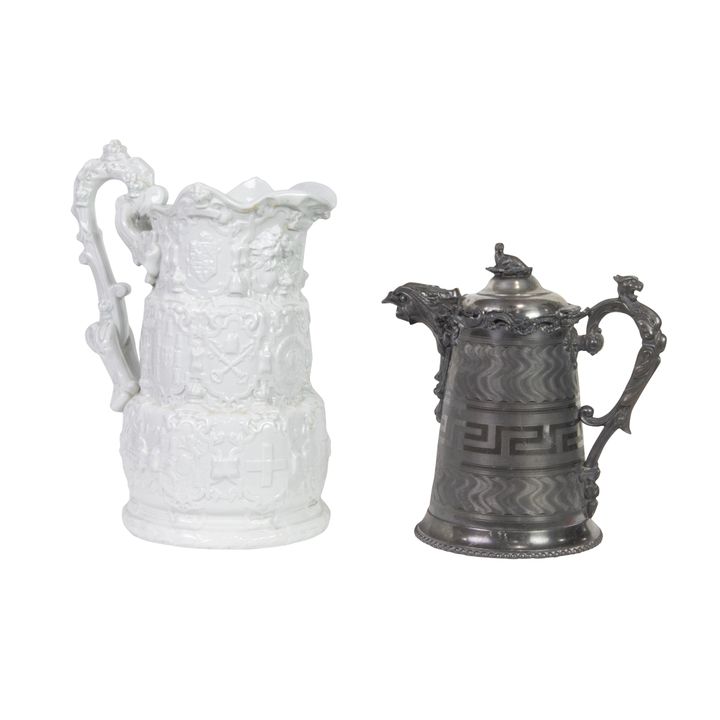 Two Exposition pitchers: 1885 Paris Expo and 1909 Alaska Yukon-Pacific Expo