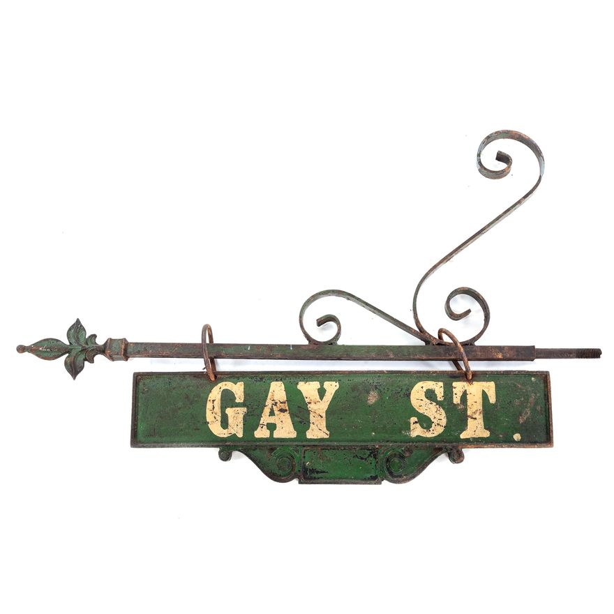 Early Baltimore Street Sign & Bracket, Gay Street