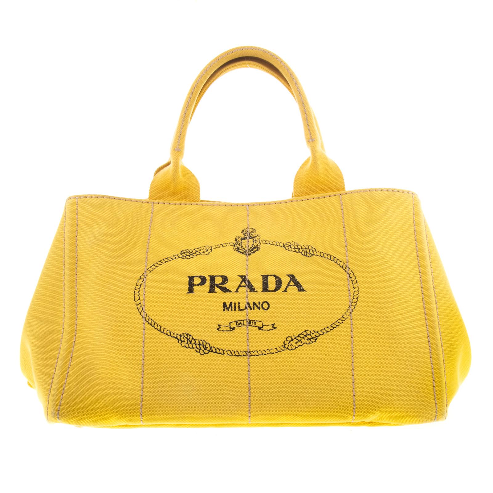 Yellow Prada Canapa Stampata Shoulder Bag